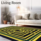 Maze Yellow Black Border Rug