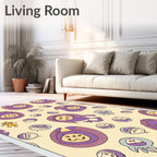 Whimsical Purple Creature Yellow Abstract Rug