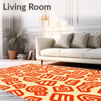 Abstract Red Groovy Shapes Rug
