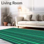 Teal Dark Green Vertical Stripes Rug