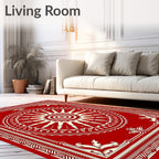 Crimson Sunburst Bordered Medallion Rug