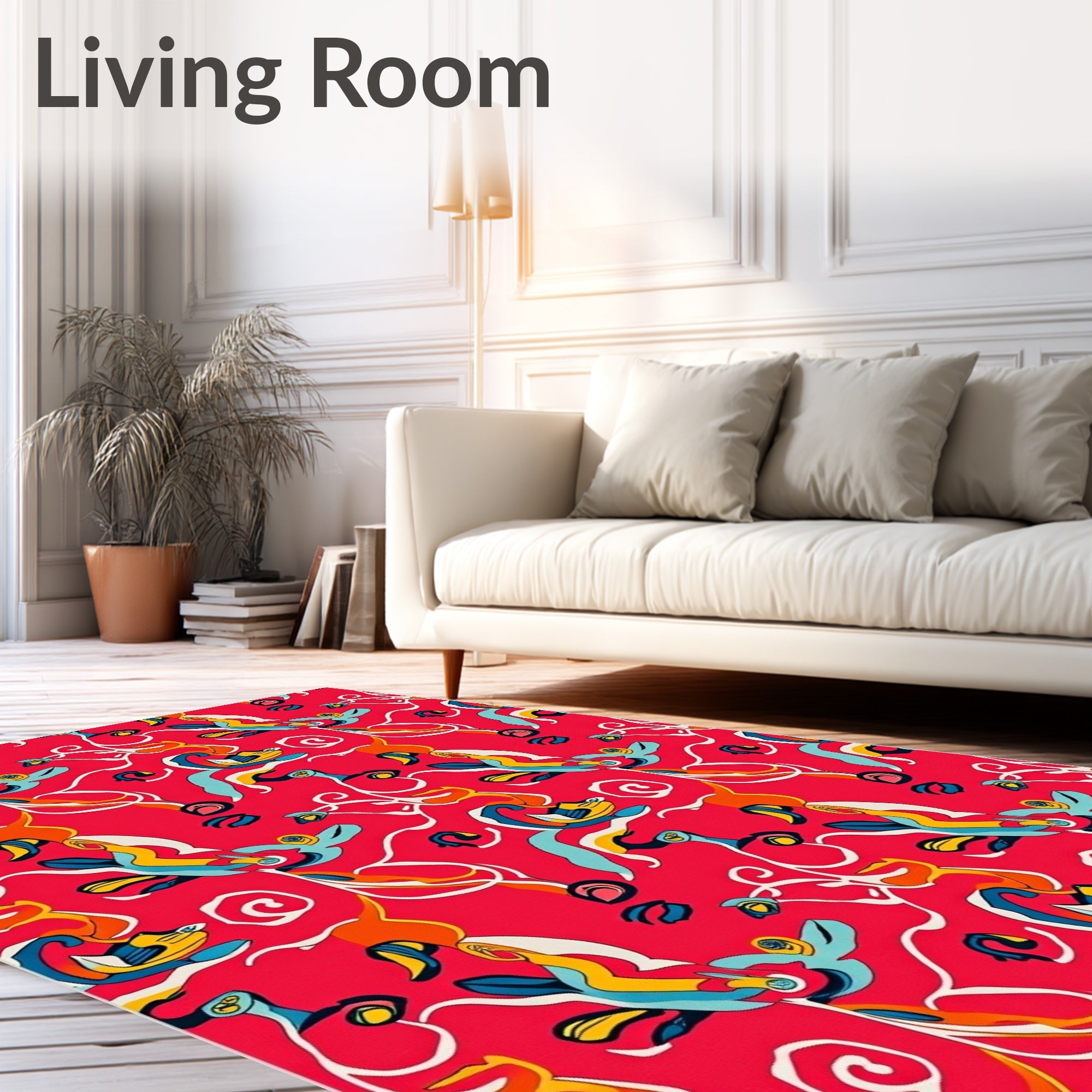 Vibrant Abstract Curving Organic Forms Rug