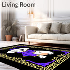 Pup in purple top hat scarf frame Rug
