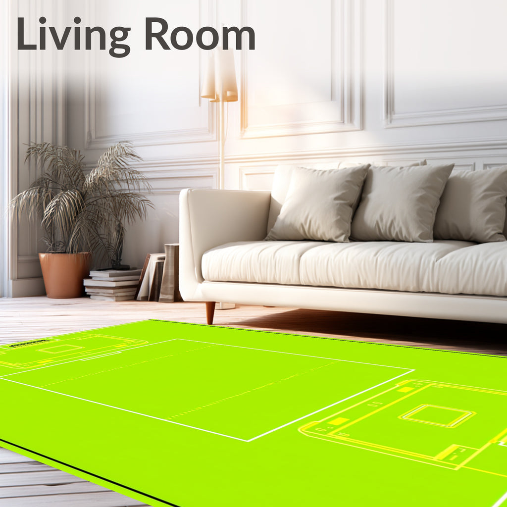 Lime Green Geometric Rectangle Arrangement Rug