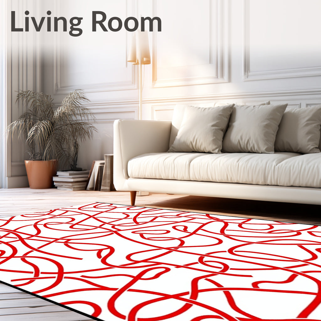 Red Entangled Ribbon Abstract Rug