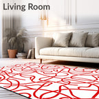 Red Entangled Ribbon Abstract Rug