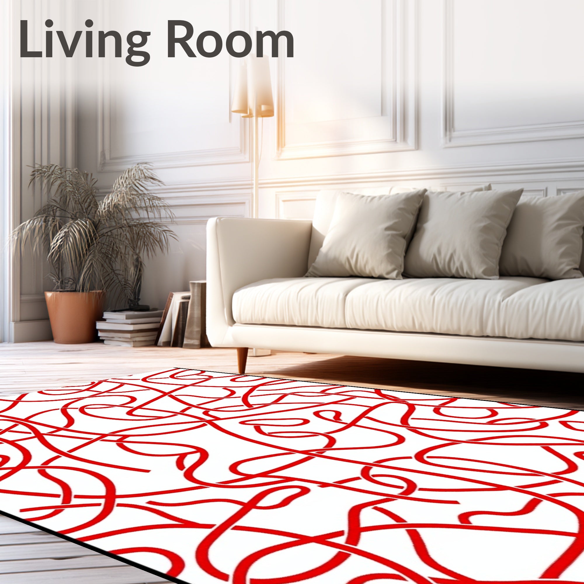 Red Entangled Ribbon Abstract Rug