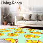 Yellow Ducklings On Mint Background Rug
