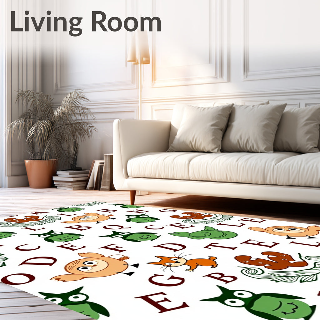Whimsical Owl And Alphabet Friends Rug
