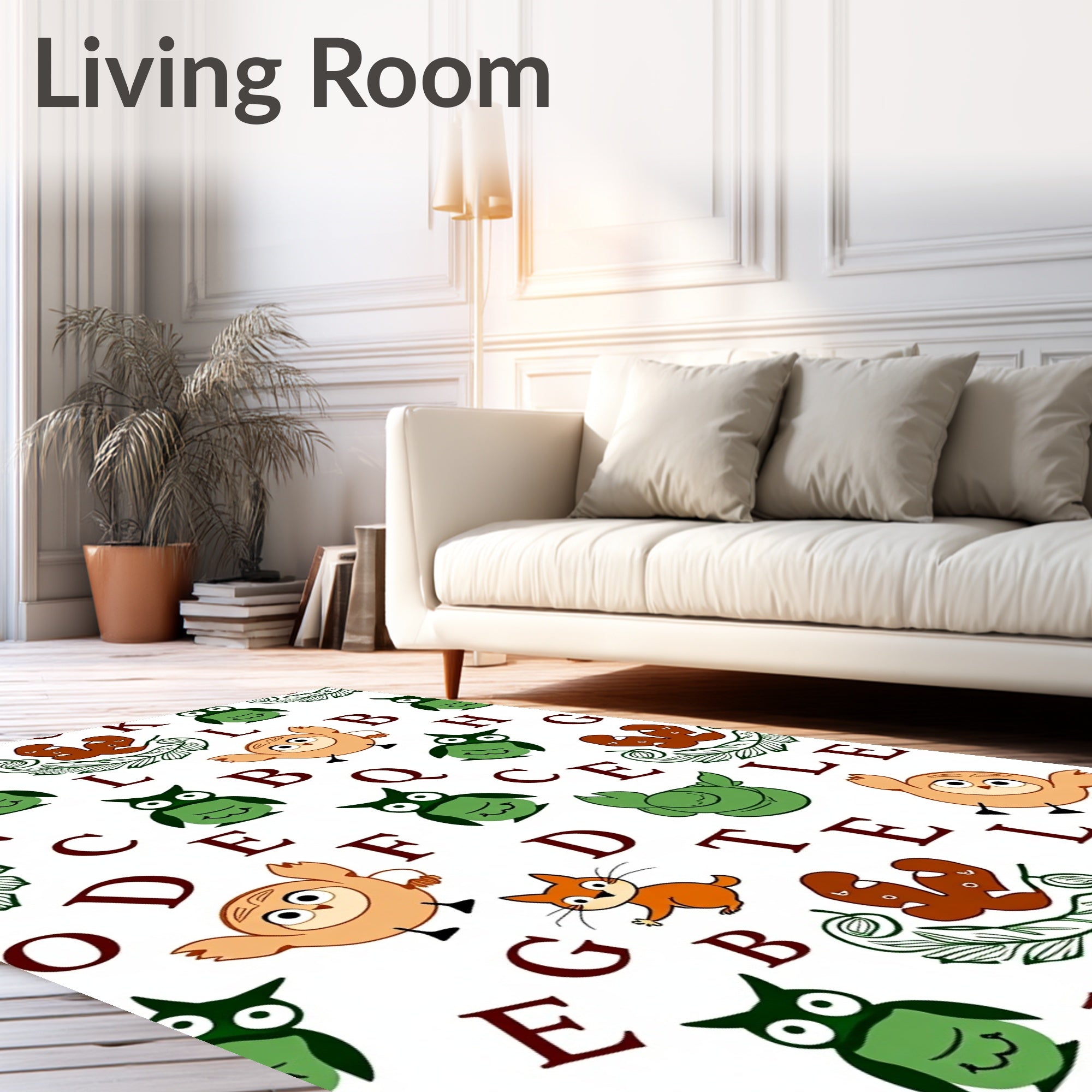 Whimsical Owl And Alphabet Friends Rug