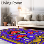 Psychedelic Red Mushroom Sunburst Tapestry Rug