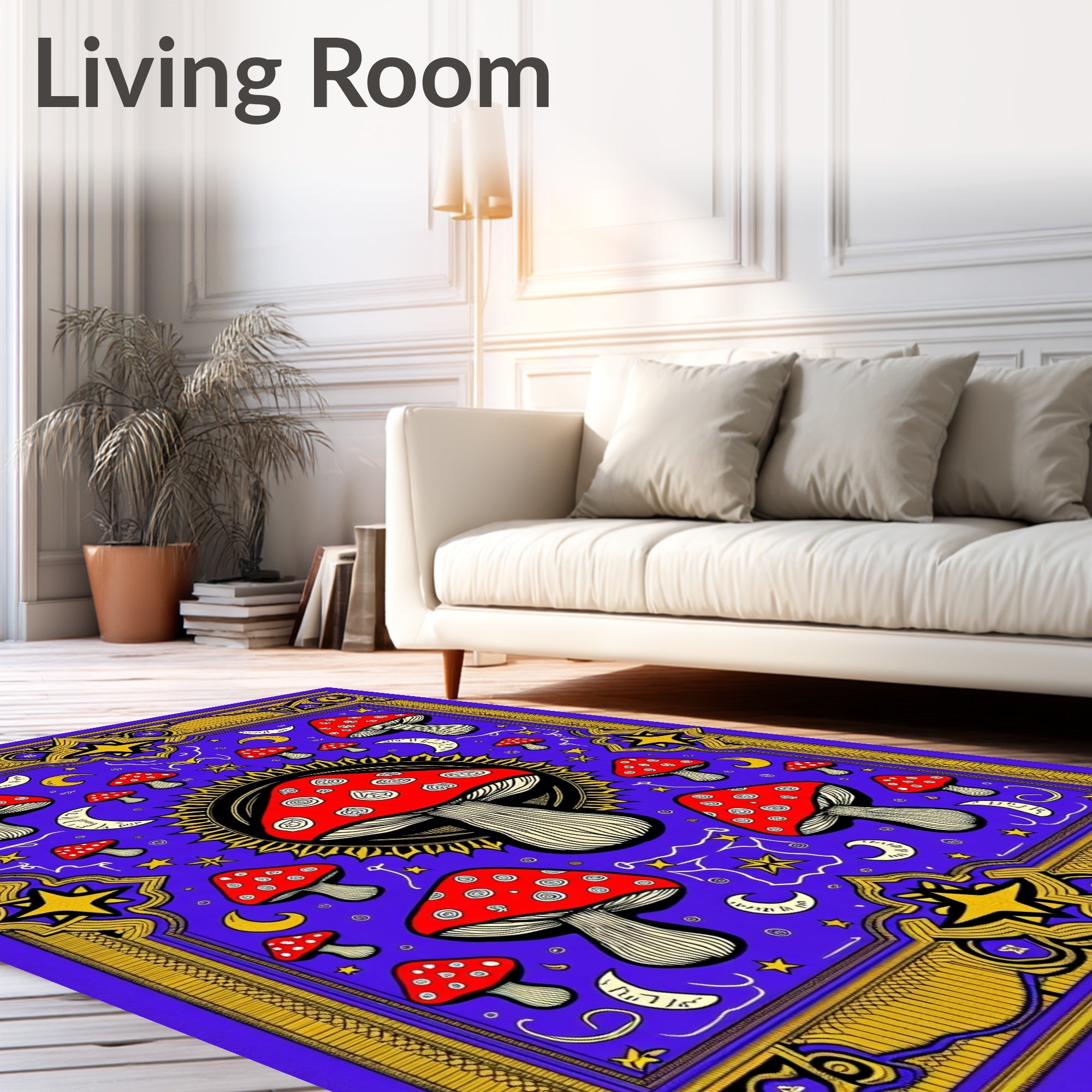 Psychedelic Red Mushroom Sunburst Tapestry Rug