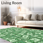 Green Dollar Bills Collage Rug