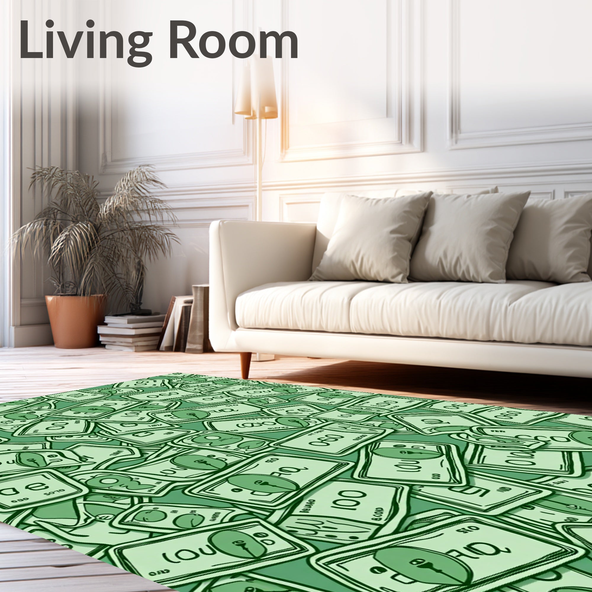 Green Dollar Bills Collage Rug