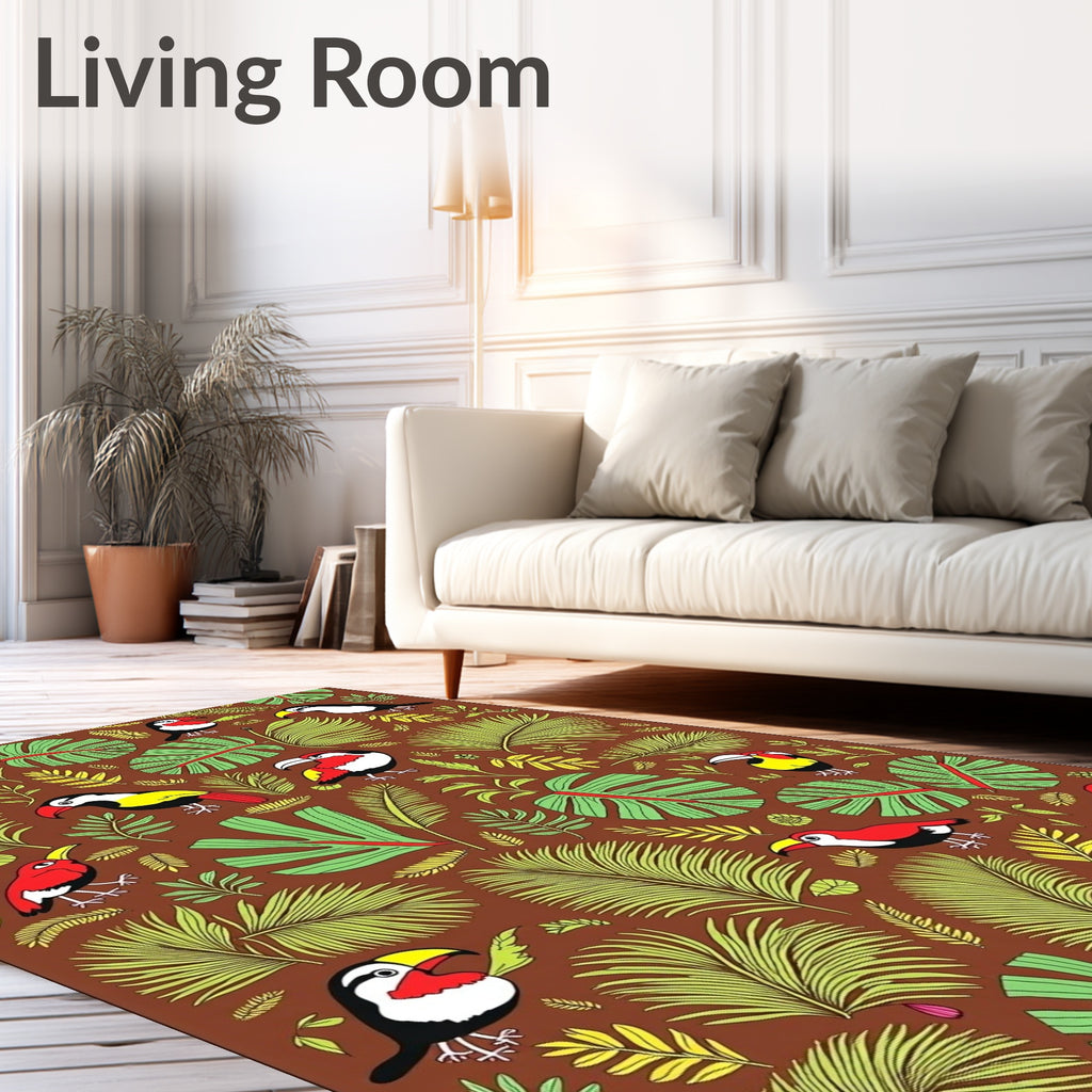 Tropical Toucan Leaf Jungle Rug