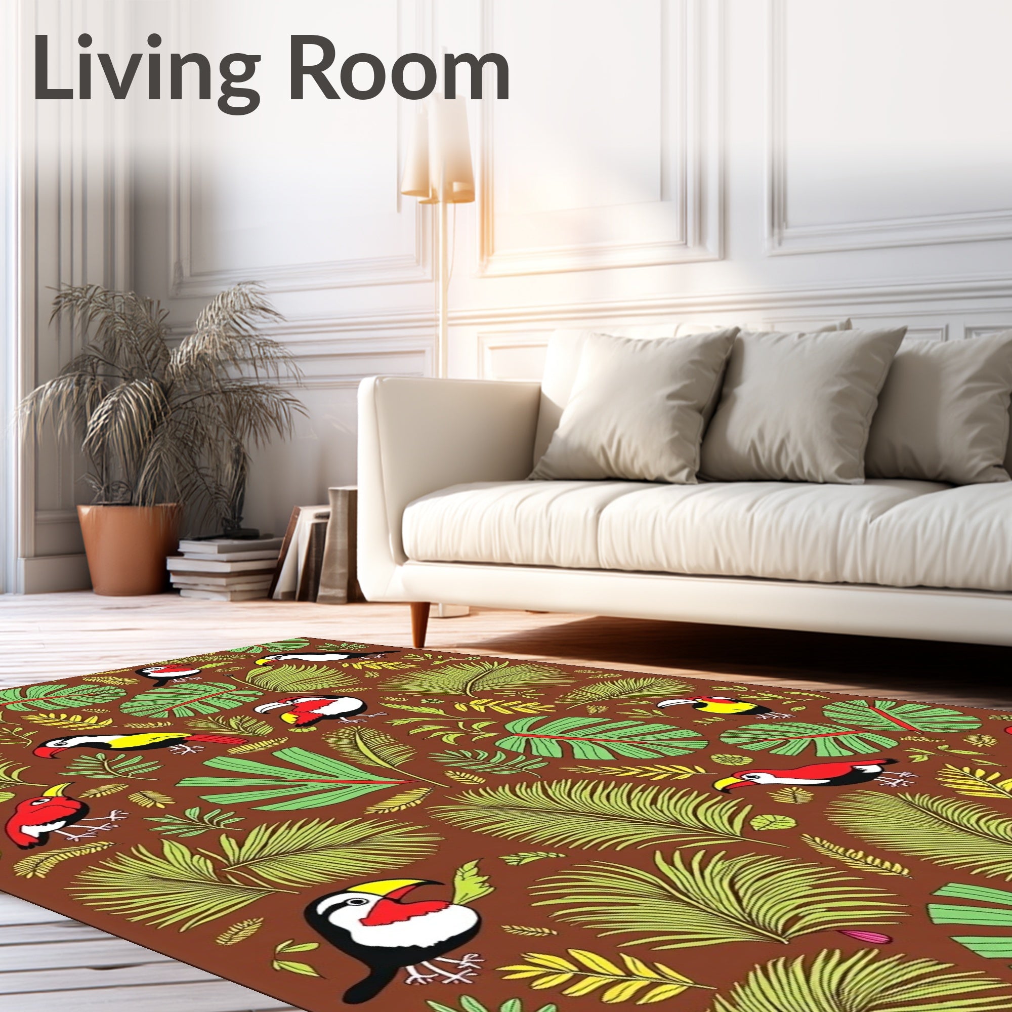 Tropical Toucan Leaf Jungle Rug