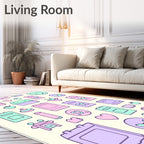 Pastel Hearts And Checkmarks Jumbled Rug