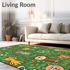 Whimsical Animal Alphabet Green Foliage Rug