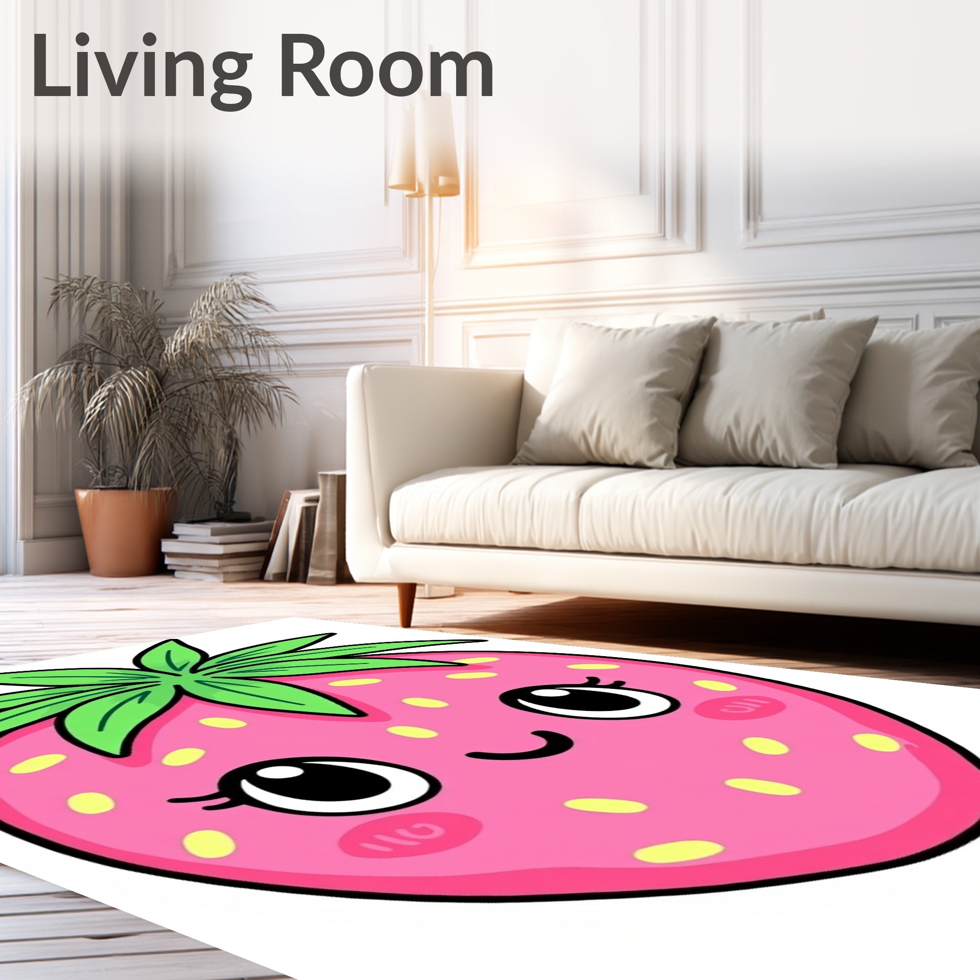 Cute Pink Strawberry Face Rug