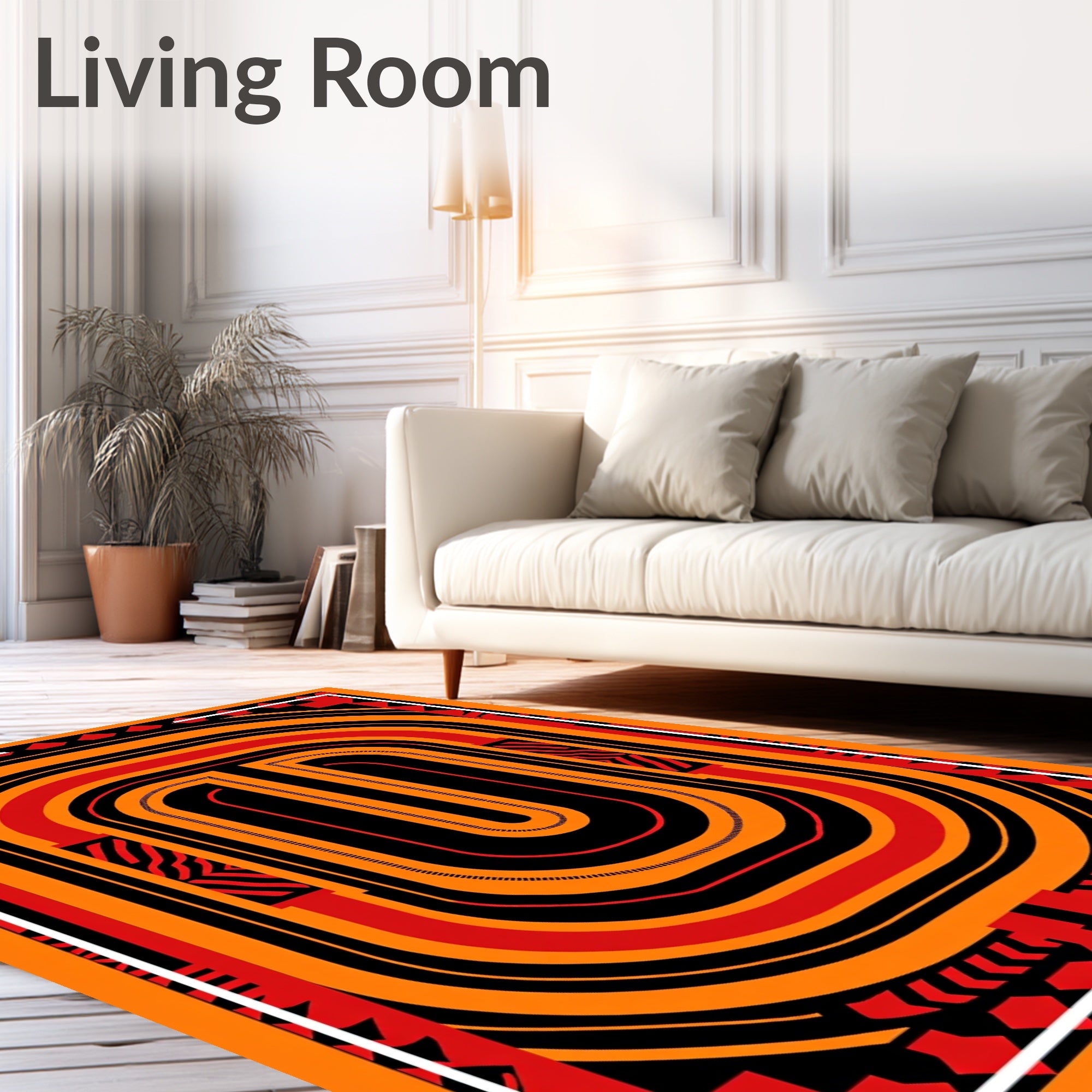 Bold Orange Red Archway Art Rug