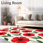 Elegant Red Poppy Floral Arrangement Rug