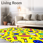 Bold Graphic Whimsical Retro Icons Rug