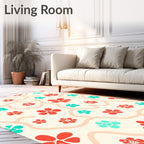 Coral Teal Blossom Vine Rug