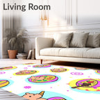 Cute Piggy Ramen Bowl Collage Rug