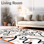 Bold Orange Black Wavy Abstract Rug