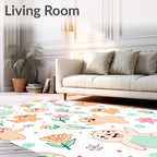 Happy Characters and Floral Scatter Rug