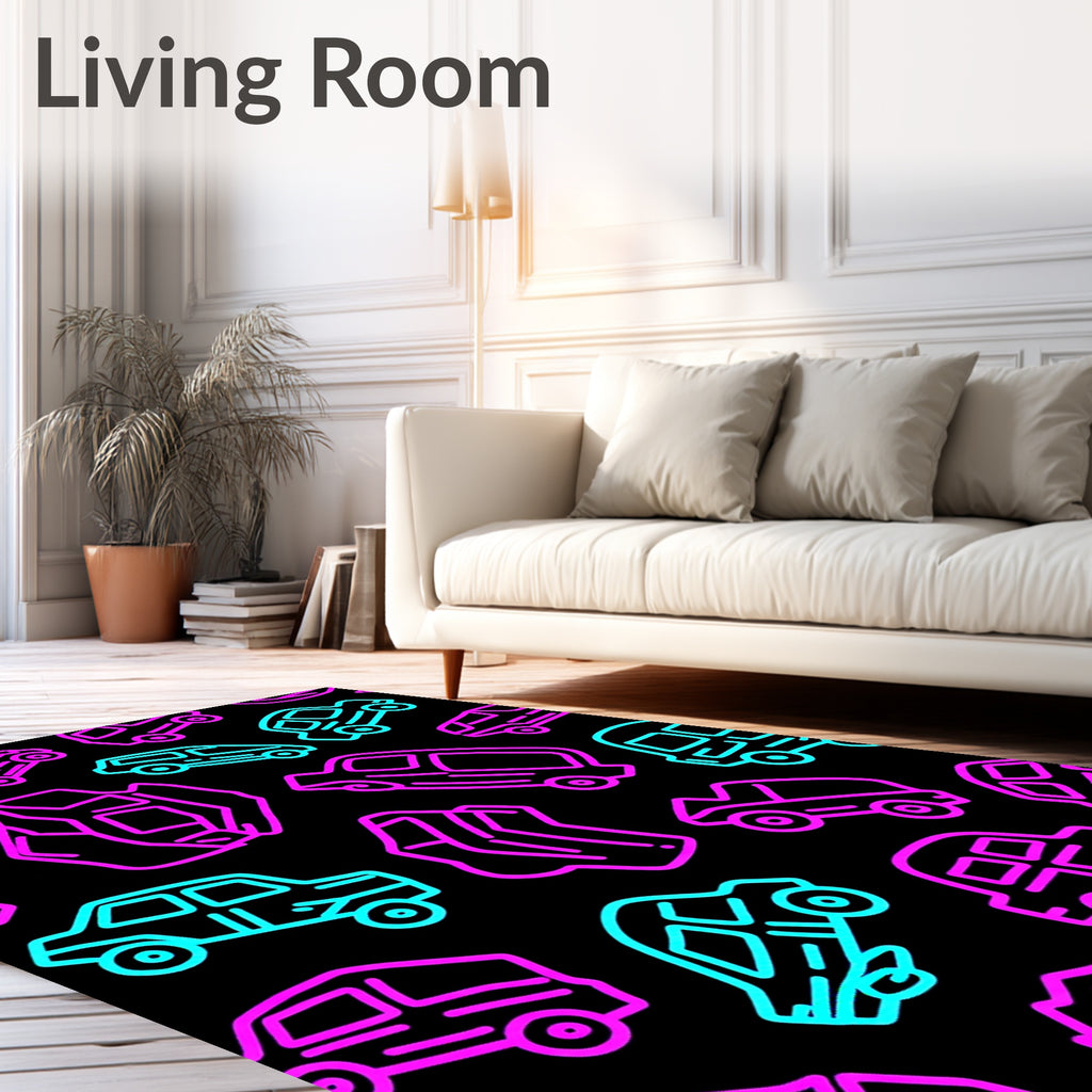 Neon Car Collection Rug