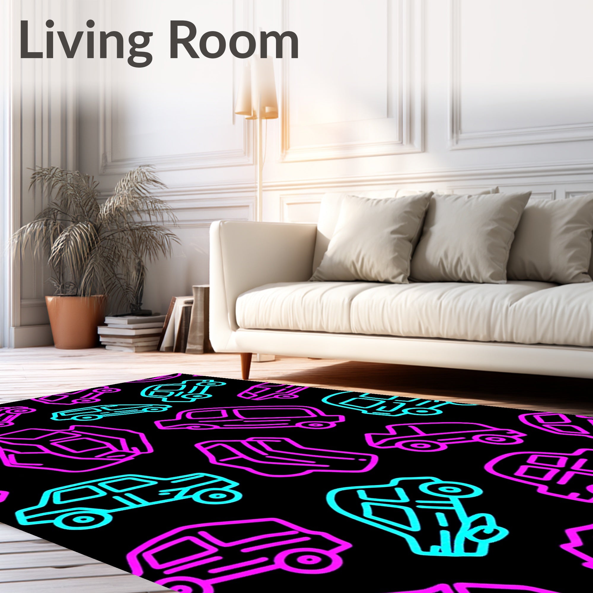 Neon Car Collection Rug