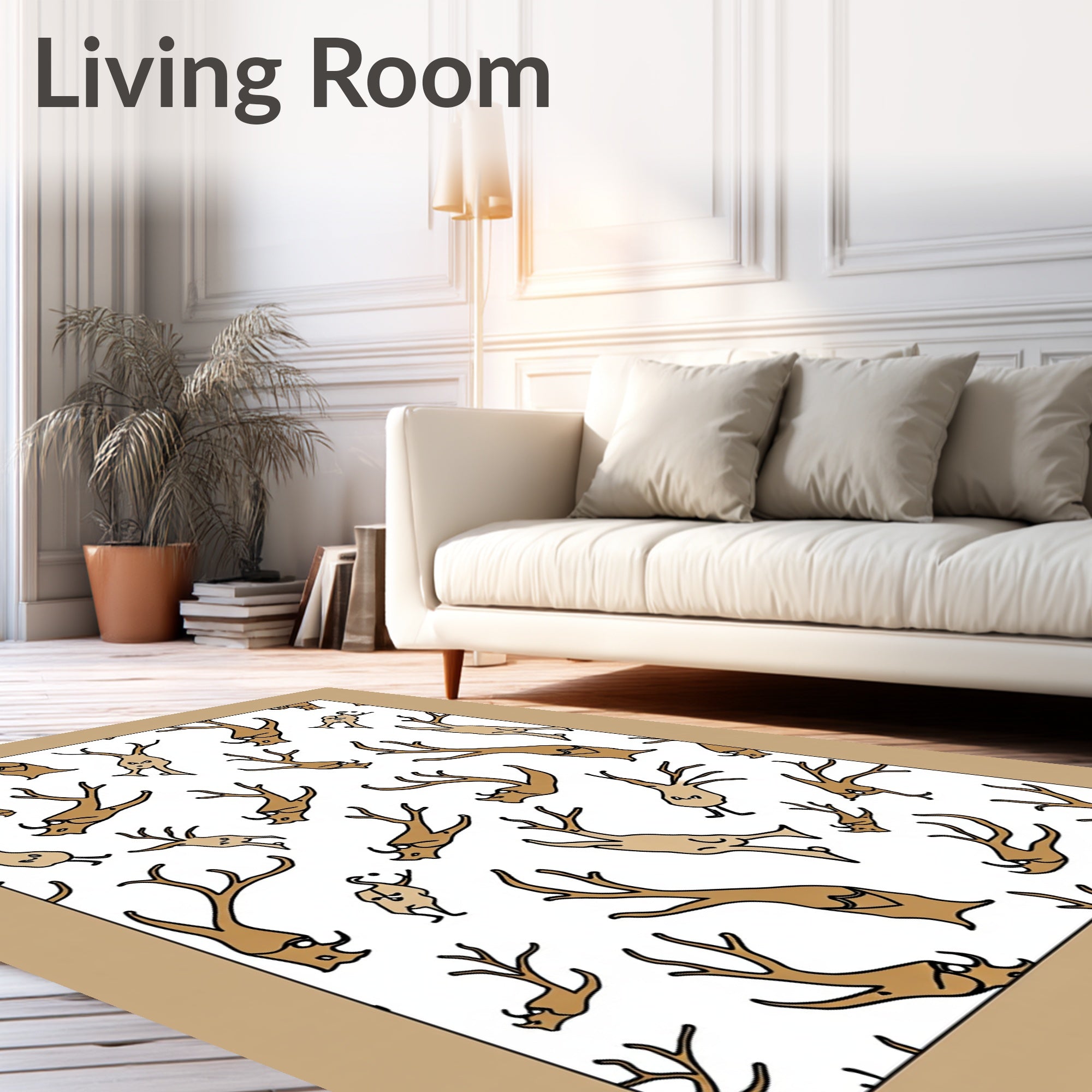 Whimsical Brown Branch Figures Rug