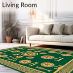 Emerald Gold Emblem Medallion Border Rug