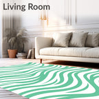 Aqua White Flowing Wave Rug