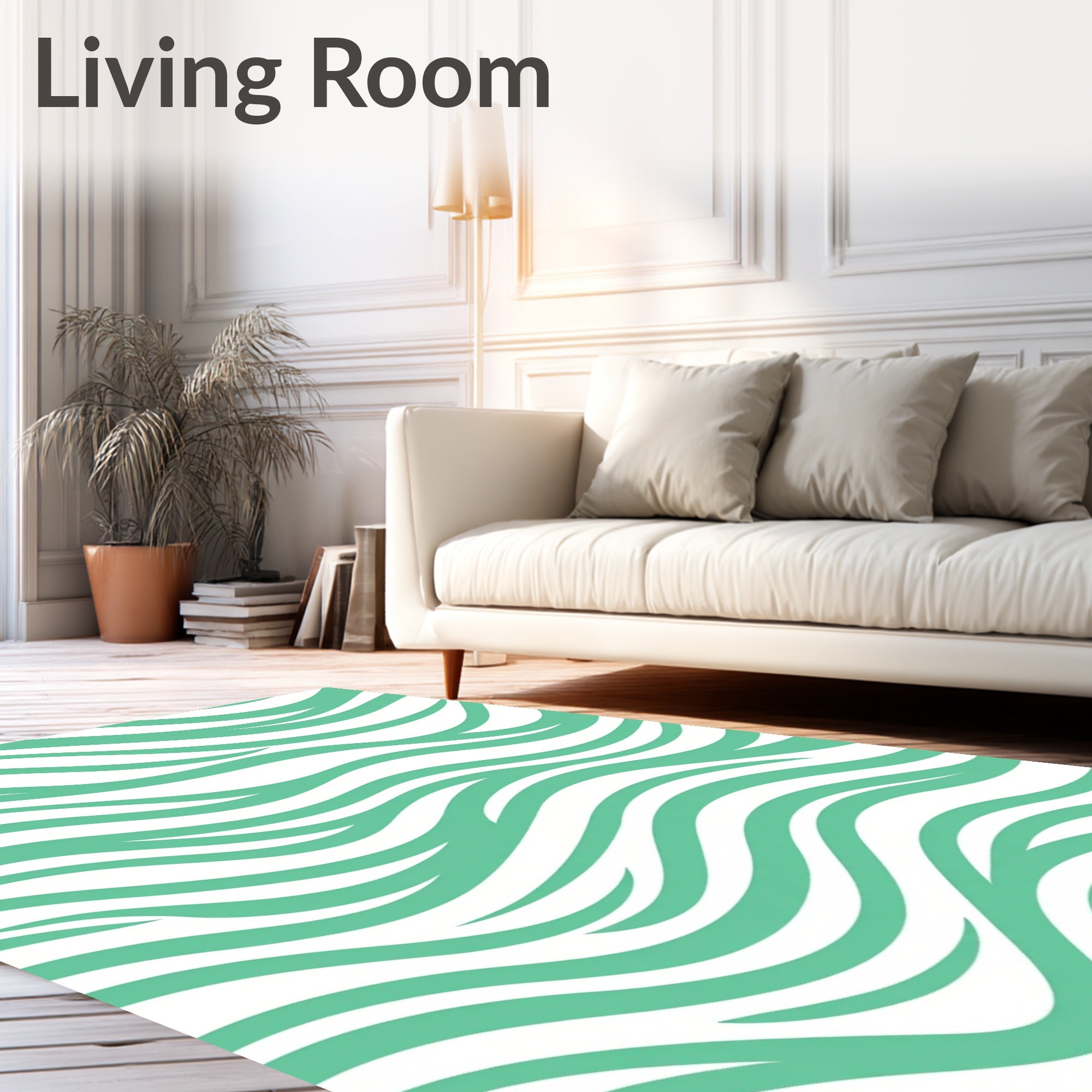 Aqua White Flowing Wave Rug
