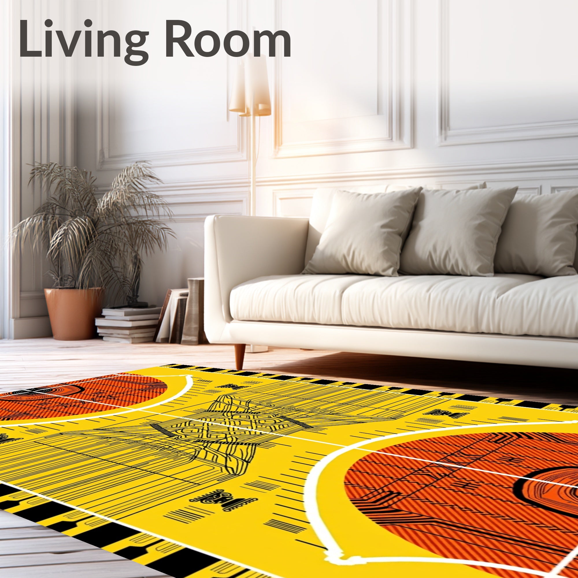 Bold Yellow Orange Geometric Abstract Rug