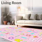 Whimsical Alphabet Monsters Pastel Rug