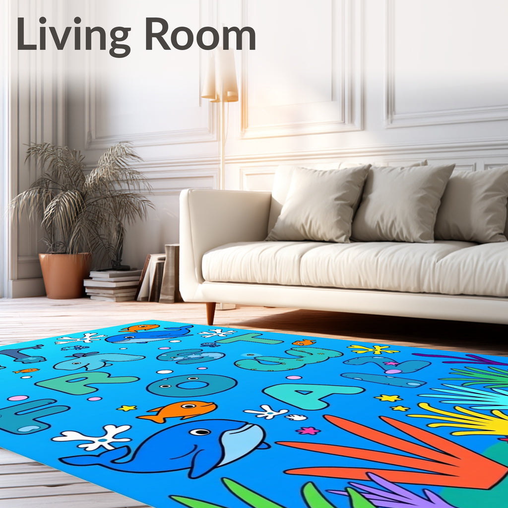 Ocean Alphabet Whales Coral Fish Rug