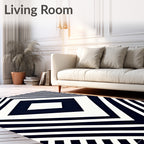 Bold Navy White Geometric Diamond Rug