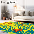 Playful Yellow Fish Aquatic Scene Rug