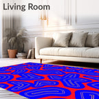 Bold Red Blue Abstract Shapes Rug