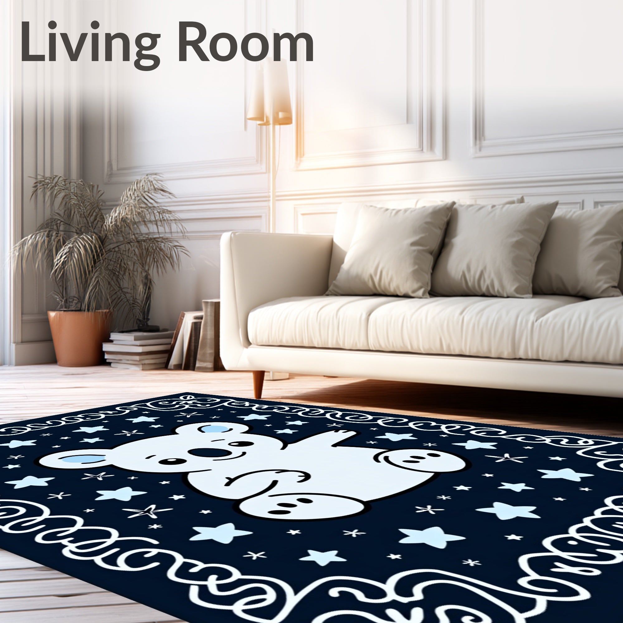 Cute White Koala Starry Night Rug