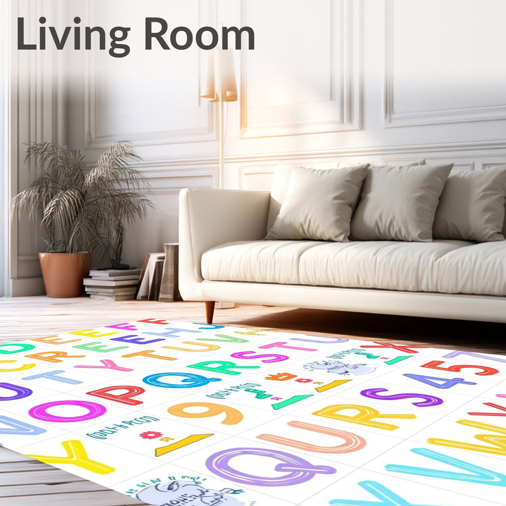 Vibrant Multicolored Alphabet Grid Rug
