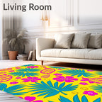 Vibrant Pink Pineapple Tropical Leaves Rug