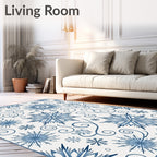 Deep Blue Snowflake Swirls Rug