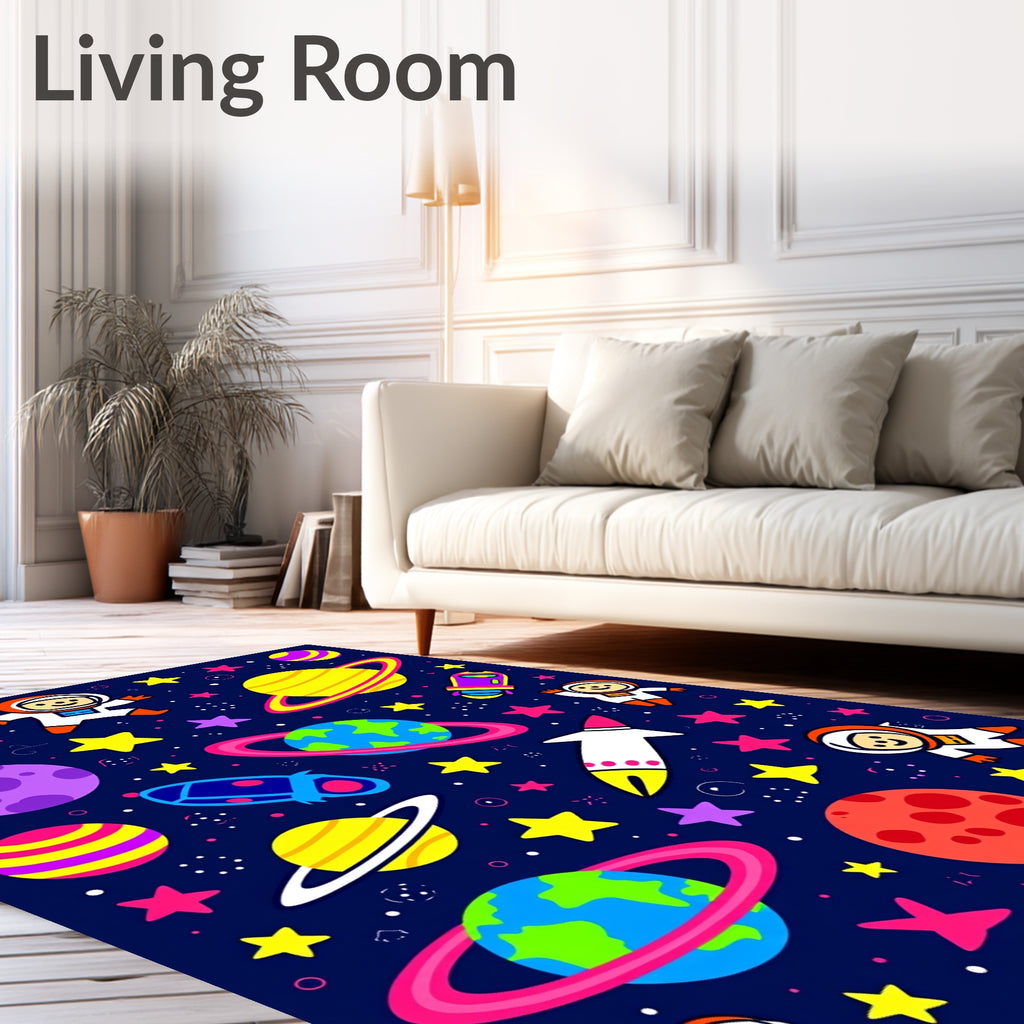 Cosmic Astronauts Planets Stars Rockets Rug