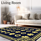 Gold Clover Navy Four Leaf Rug