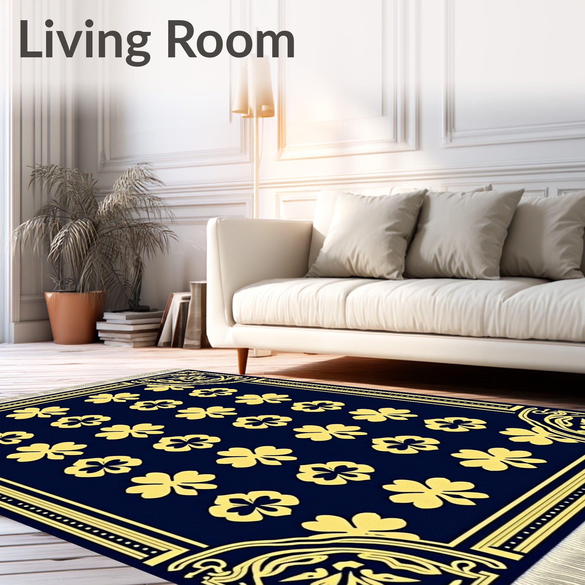 Gold Clover Navy Four Leaf Rug