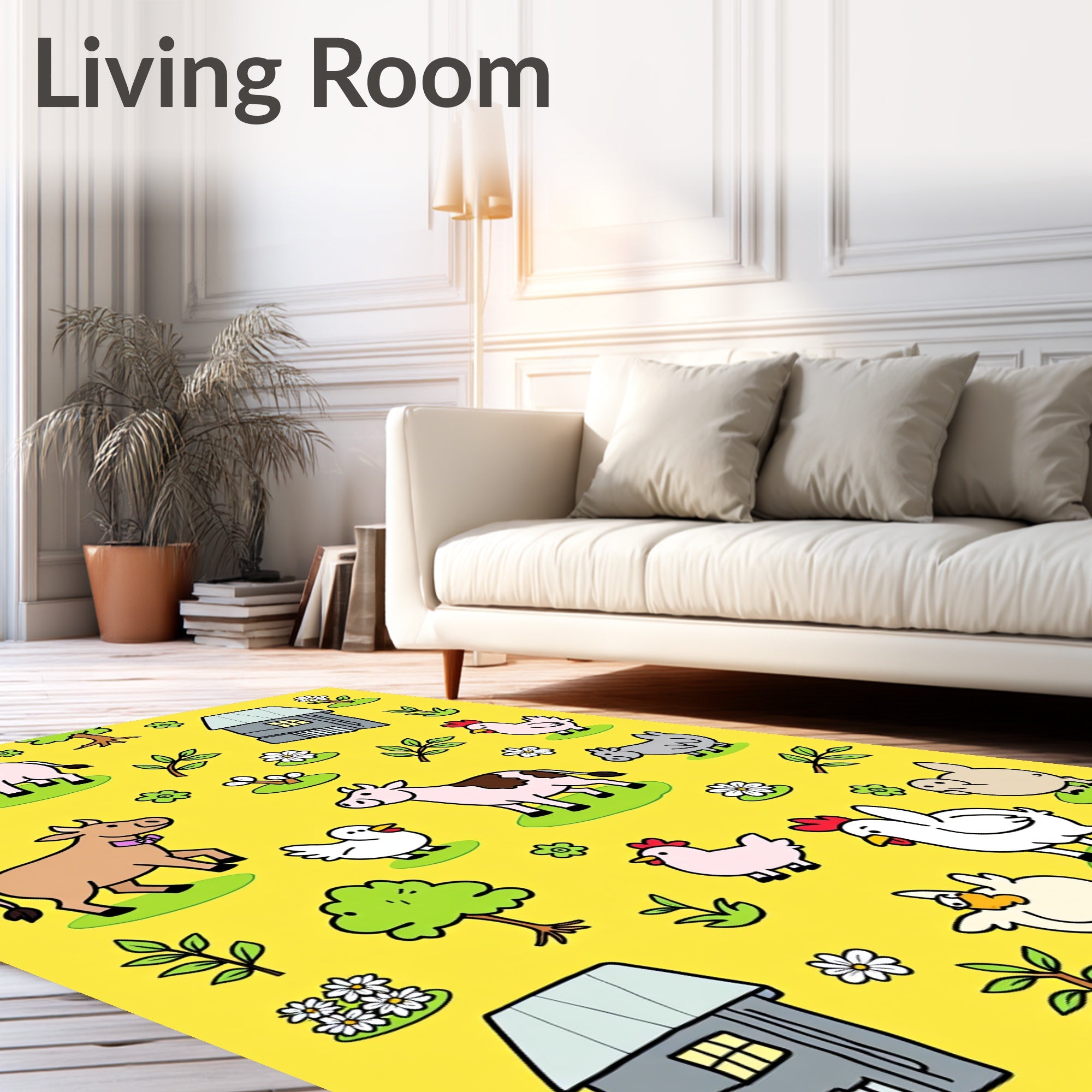 Farm Animals and Countryside Fun Rug